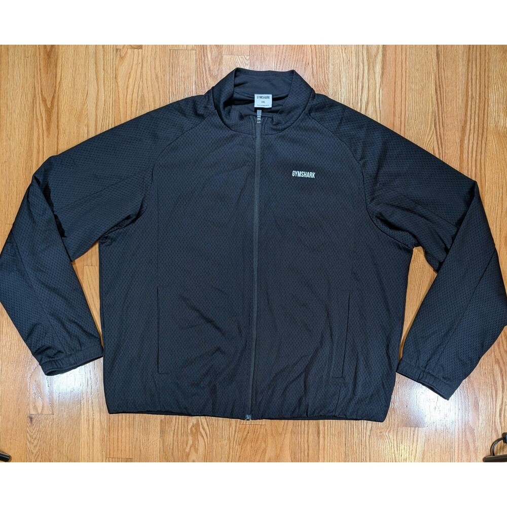 Gymshark Black Lightweight Full-Zip Jacket Mens 2XL Train Zip Through Mesh